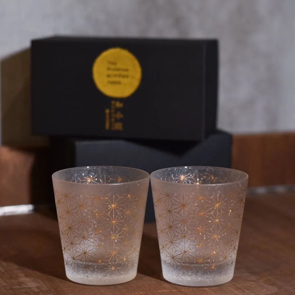 石塚硝子 Rock Glass 一對禮盒裝 - ADERIA 和小紋 麻の葉 - The Rare Malt