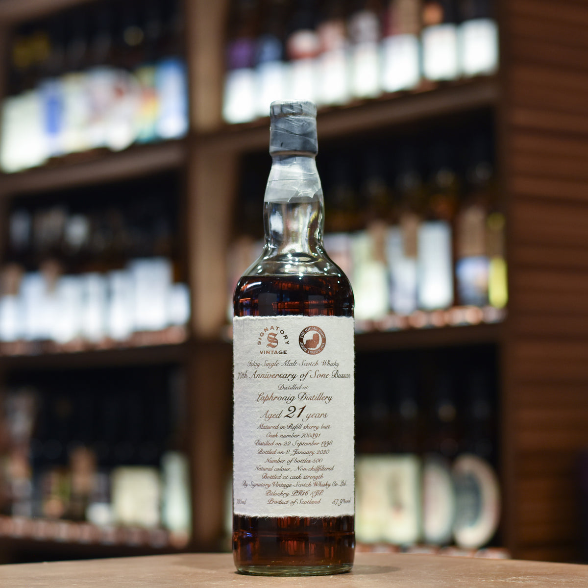 Signatory - Laphroaig 21 Year Old 1998 for 70th Anniversary of Sone Bussan Cask 700391 (Low Level)