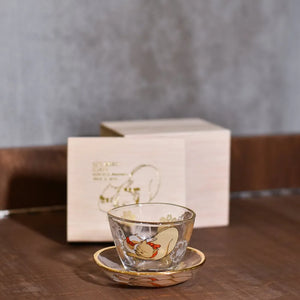 石塚硝子 清酒杯 & 小碟木盒套裝 - ADERIA 江戶貓 Cream & Buchi - The Rare Malt