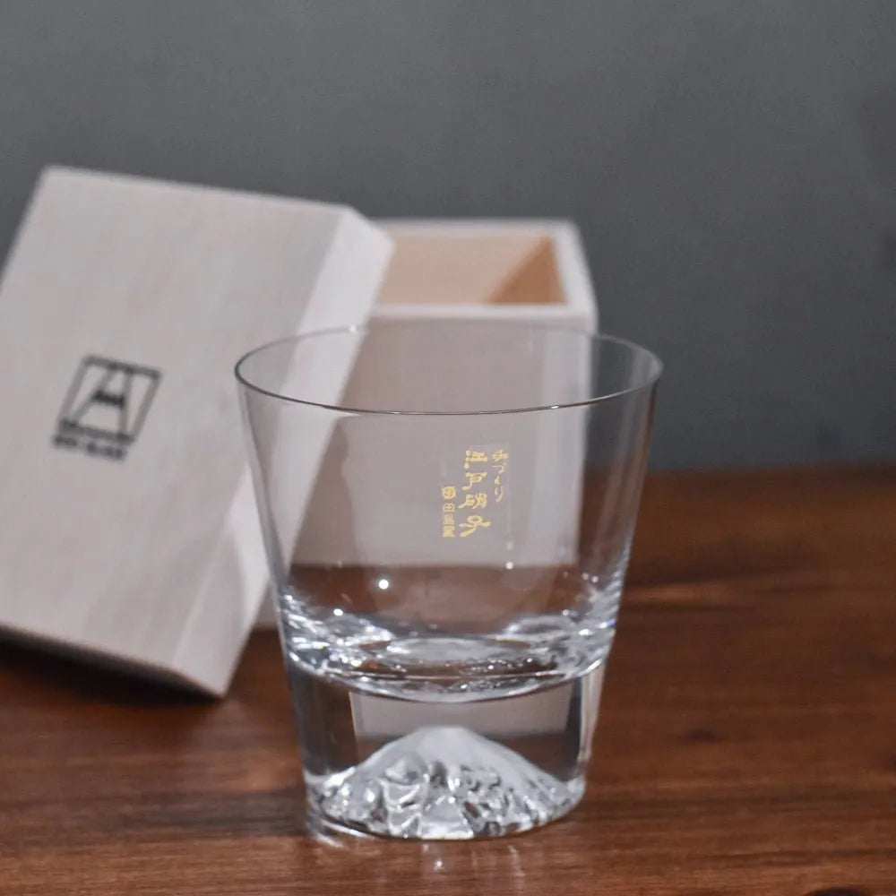 田島硝子 Rock Glass 木盒裝 - 江戸硝子 富士山杯 L - The Rare Malt